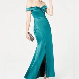 Sequin Hearts Hunter Green Slitted Formal Gown